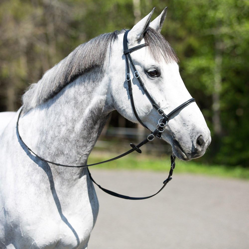 HORZE Genuine Leather Cross-Under Bitless Bridle | Includes Web Reins with Hand Stops