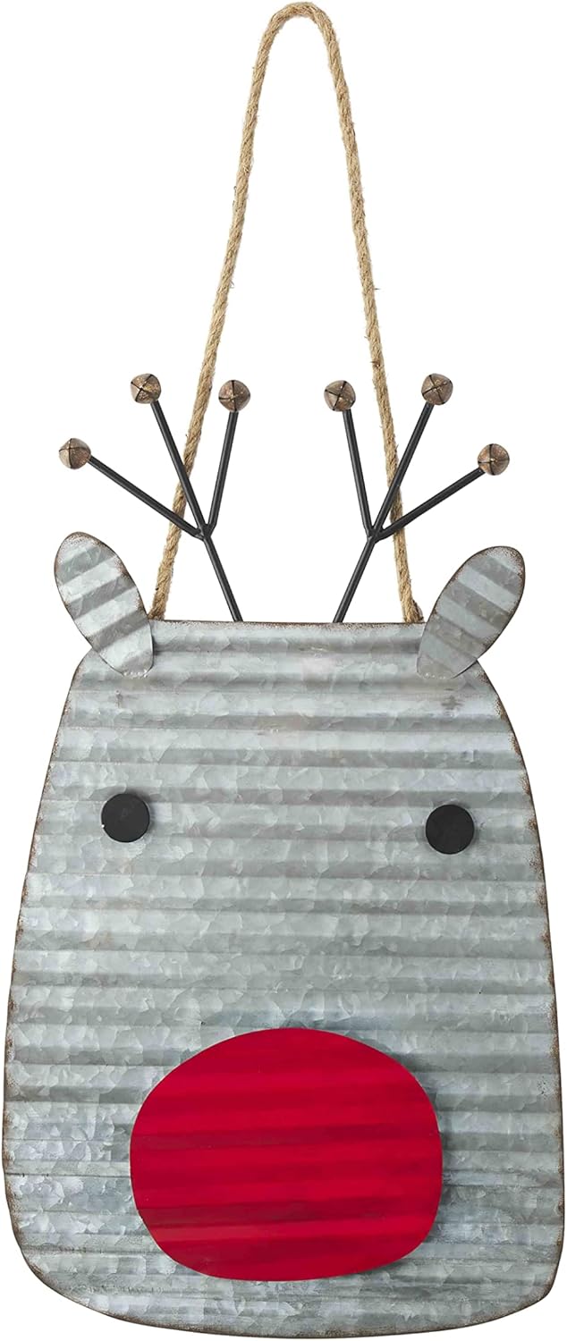 Wreath Hangers - Mud Pie Tin Door Hanger, Reindeer