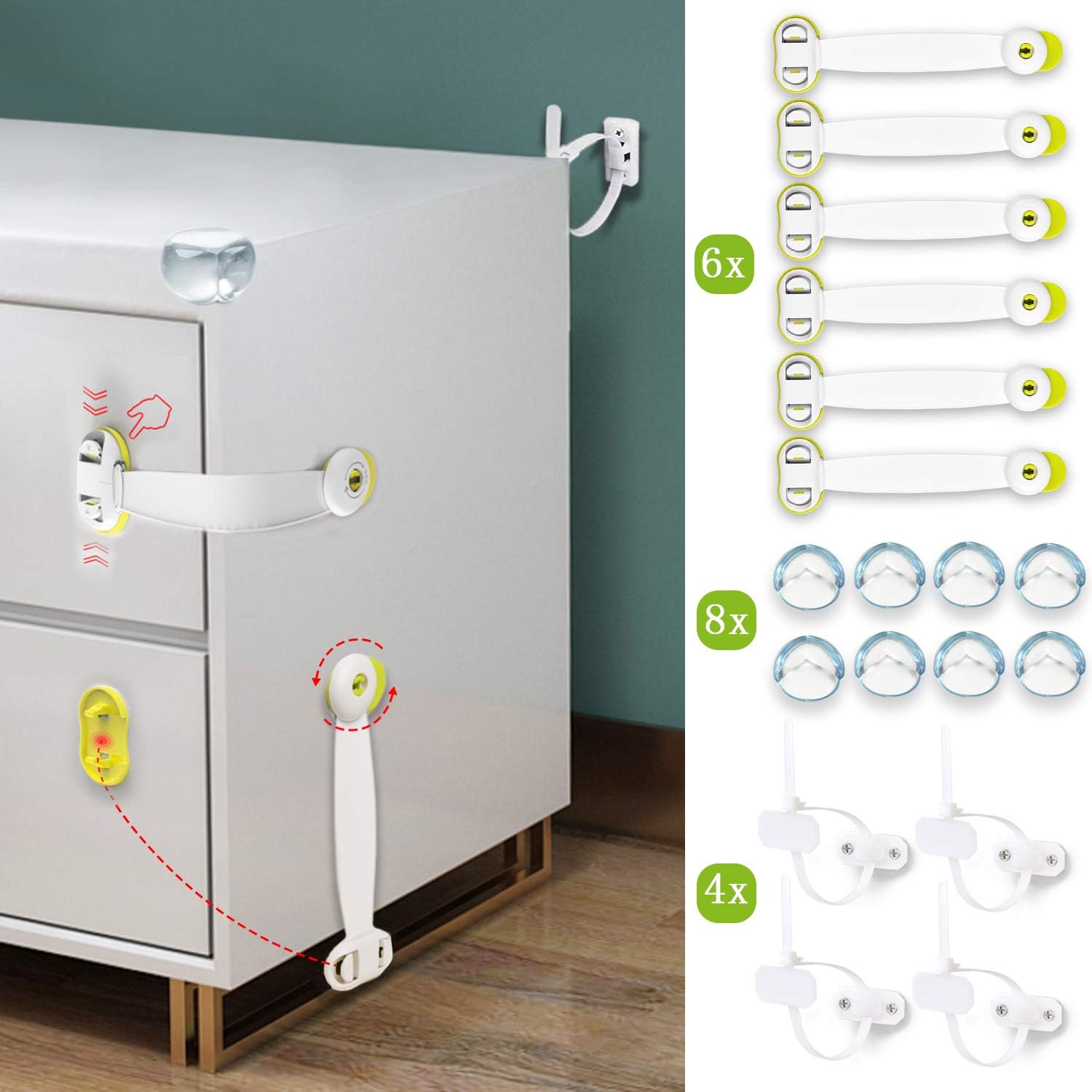 Cabinet Locks Child Safety Adhesive Baby Proofing Set ...