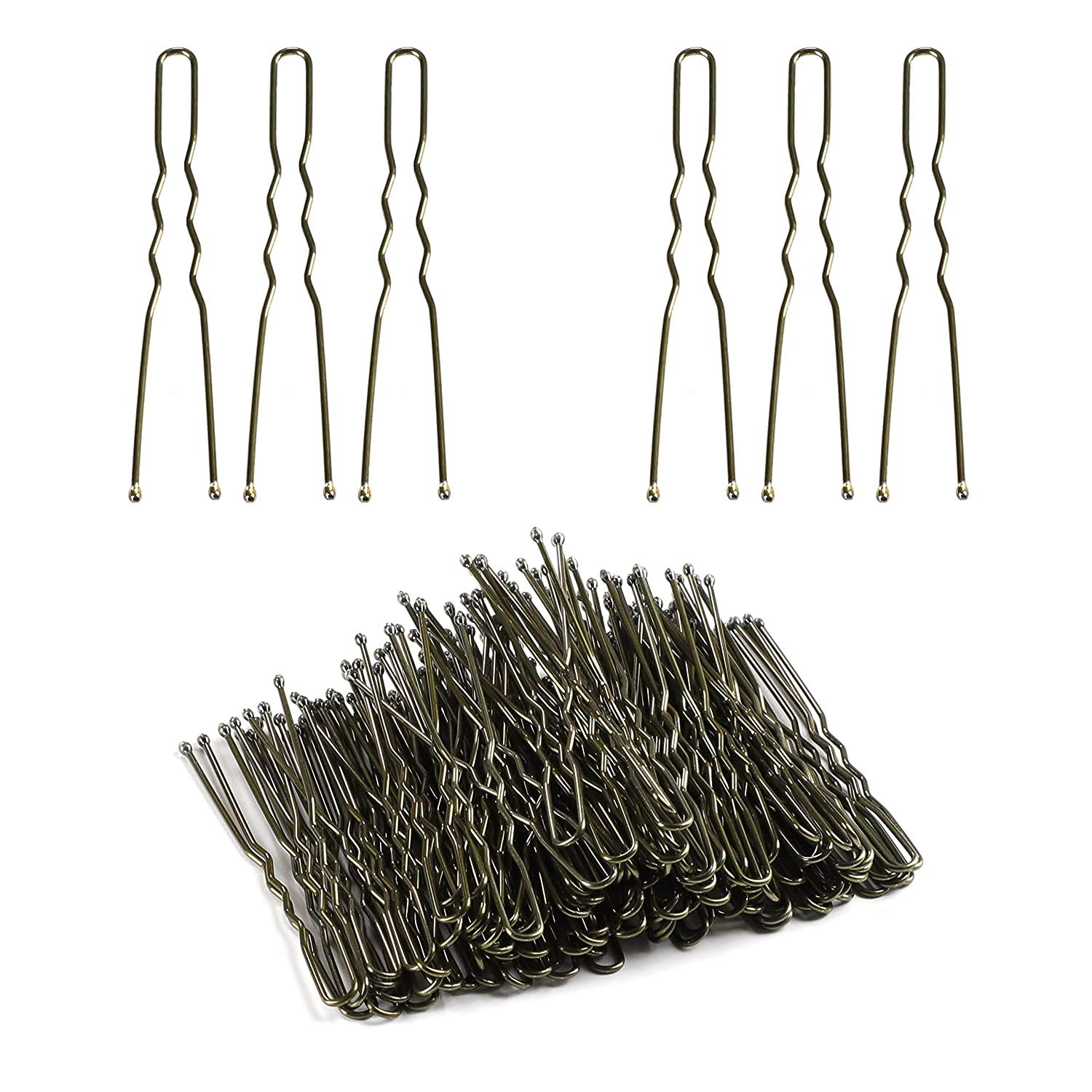 Justbuy 120pcs U Shaped Hair Pins 2.4 inch Ballet Dance Updo Bun Bobby Pin for Women Girls with Storage Box Hair Accessories Styling Tools(Bronze) : Beauty
