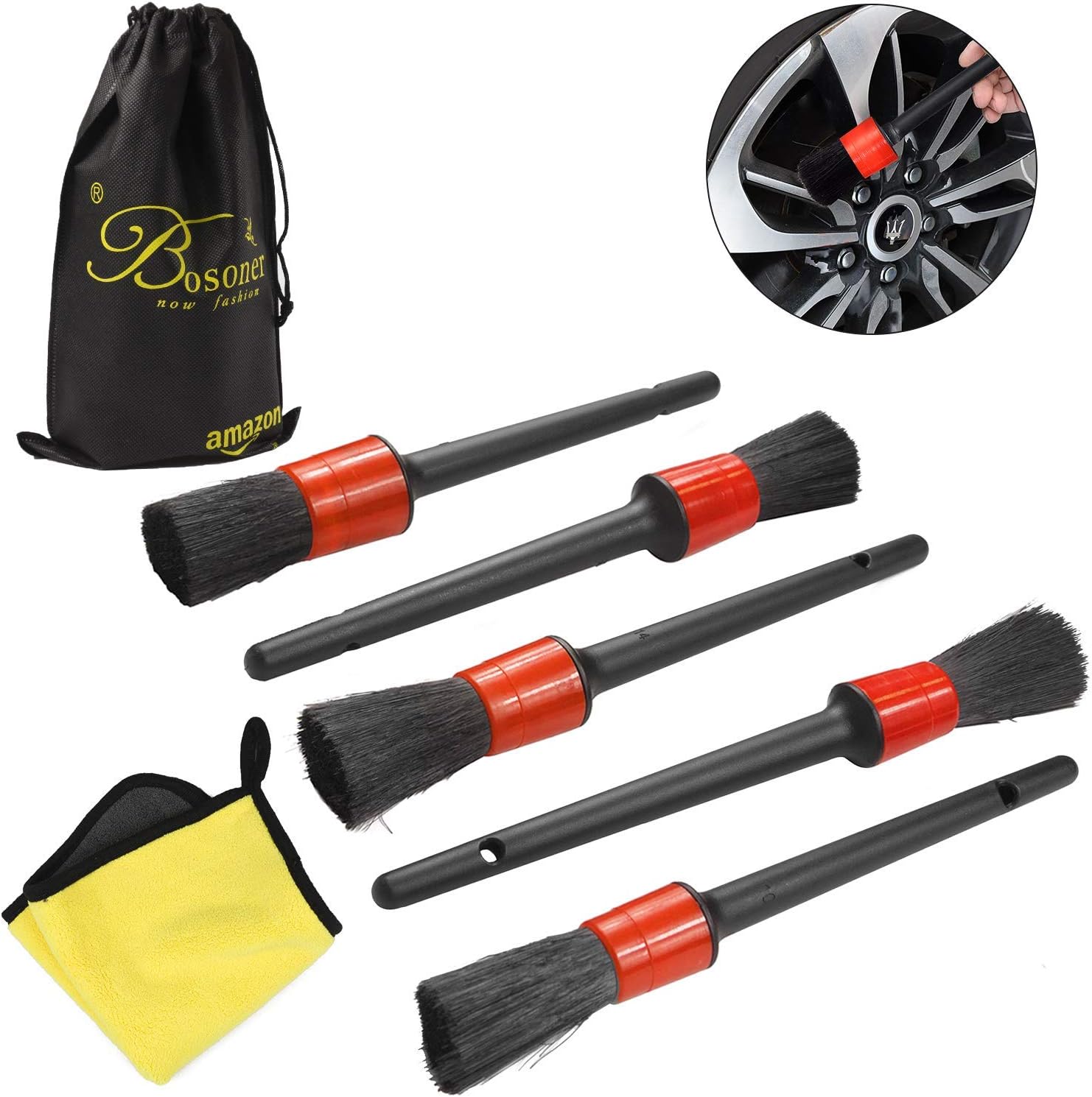 Automotive Detailing Brush, Car Cleaner Brush Set Cleaning Weels