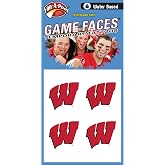 Football Fanatics NCAA Wisconsin Badgers 4-Pack Temporary Tattoos - Red, Waterproof, Sports Team Logo, Kid