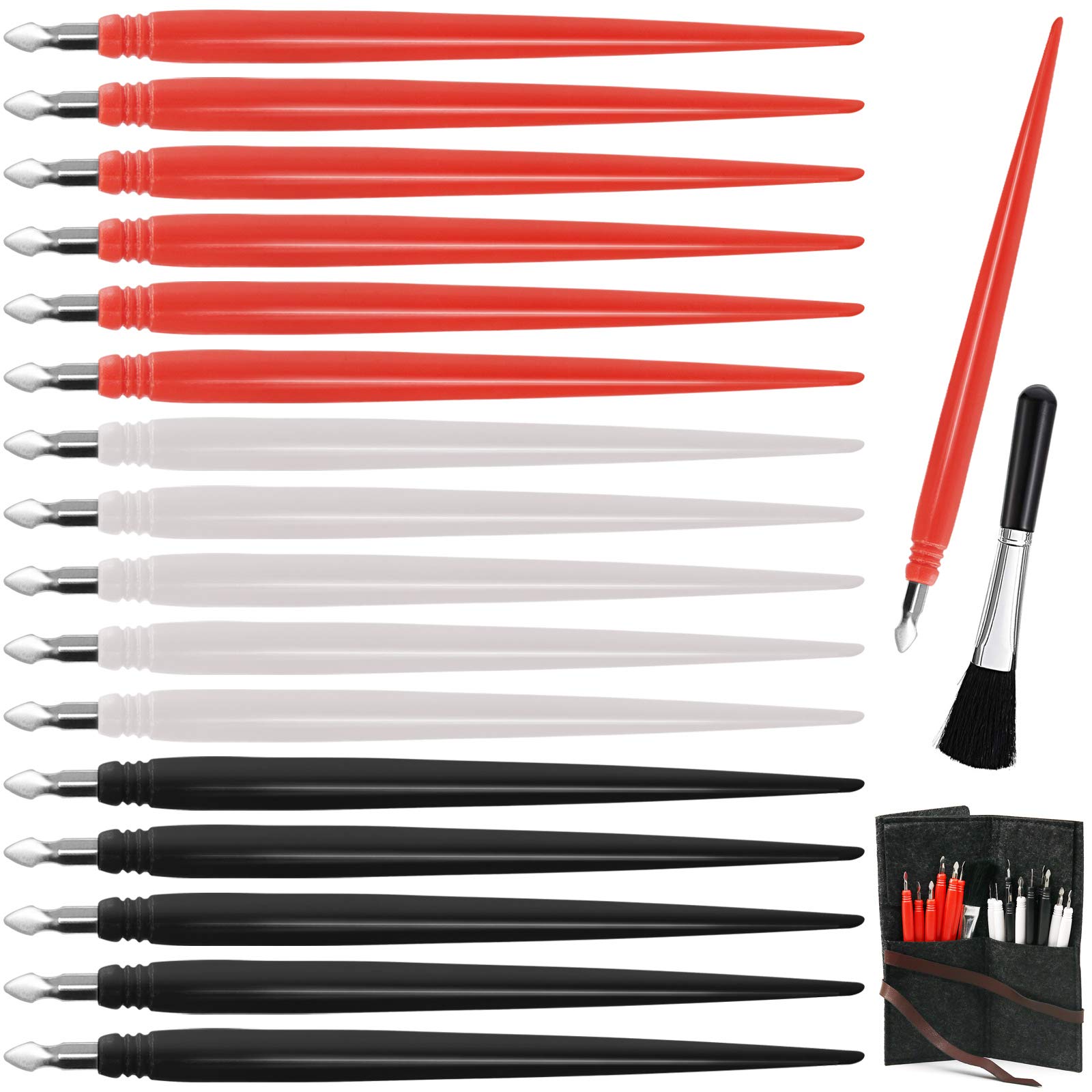 Photo 1 of 18 Pieces Scratch Art Tools, Scratching Drawing Color Pen Dual Tip/Scratch Paper Stick Stylus Tools Bag for Adults & Kids Art Paper Painting, Scratch Pen with Clean Brush Crafts Set