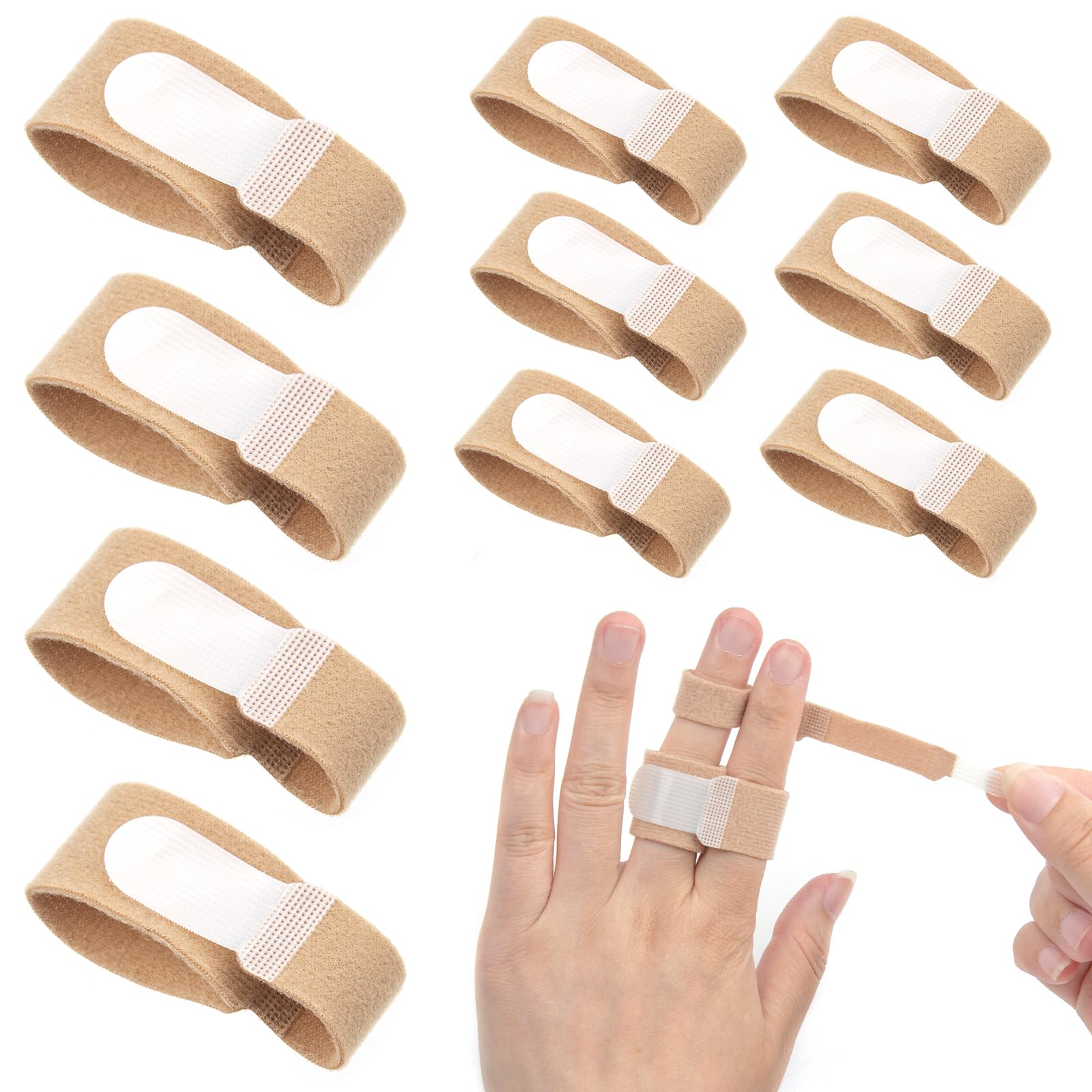 Fantasyon 10Pcs Finger Splints, Medically Approved Finger Tape Finger Buddy Wraps for Mallet Fingers Curled Finger Broken Finger,Finger Brace Straps for Osteoarthritis Finger Joint