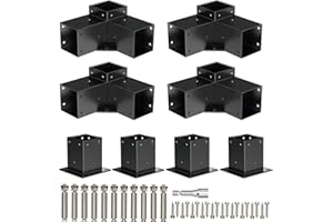 APRILSOUL 4x4 Pergola Kit, Includes 4 Three-Way Corner Brackets and Post Bases for 3.5" Wood Posts, Durable Right Angle Hardware for Outdoor Gazebo Structures