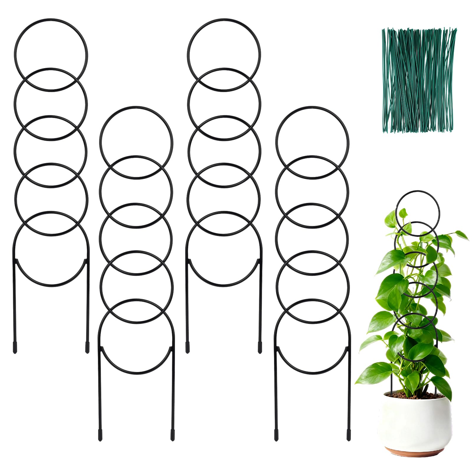Photo 1 of 16 Inch Plant Trellis Indoor for Climbing Plants,Metal Small Garden Trellis for Potted Plants,Plant Stakes for Indoor Plants Accessories Hoya,Flower,Plant Support,Plant Gifts 4PCS