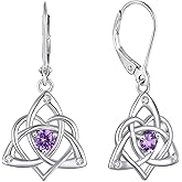 Starchenie Celtic Knot Dangle Earrings Sterling Silver Trinity Love Knot Leverback Earrings Gemstones Jewelry for Women