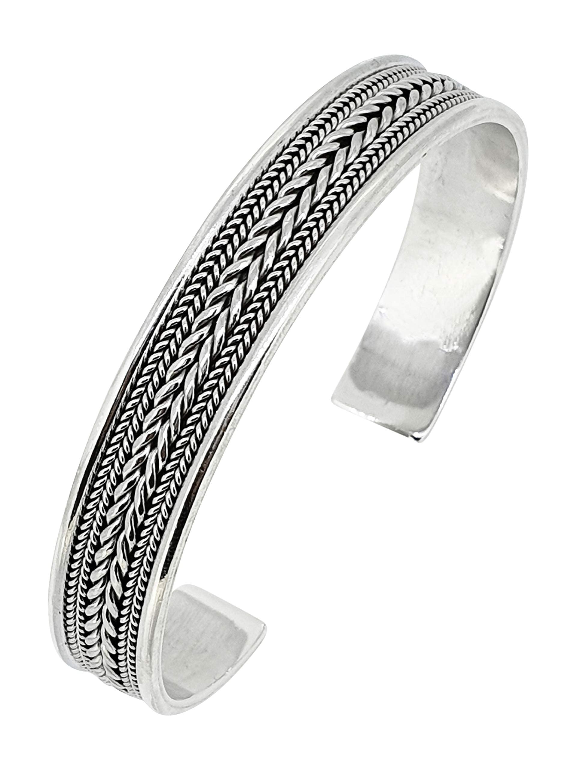 Treasure Bay Solid 925 Sterling Silver Bangle Bracelet For Men or Women