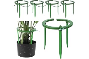 Tujoe 4 Sets Hydro Halo Water Ring W 3 Leg Support Drip Emitter Drip Ring with Built in 1/8 in Barbed Inlet Fitting 3 Removable Stakes for Irrigation System Rain Watering Plants, Green (9 Inch)
