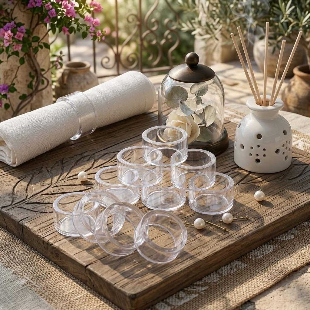 Ajuny Glass Napkin Rings Holder Set of 12 Round Plain 1.5 Inches Decorative Napkin Holders for Everyday Use Dining Table Home Office Décor & Organisation Gift