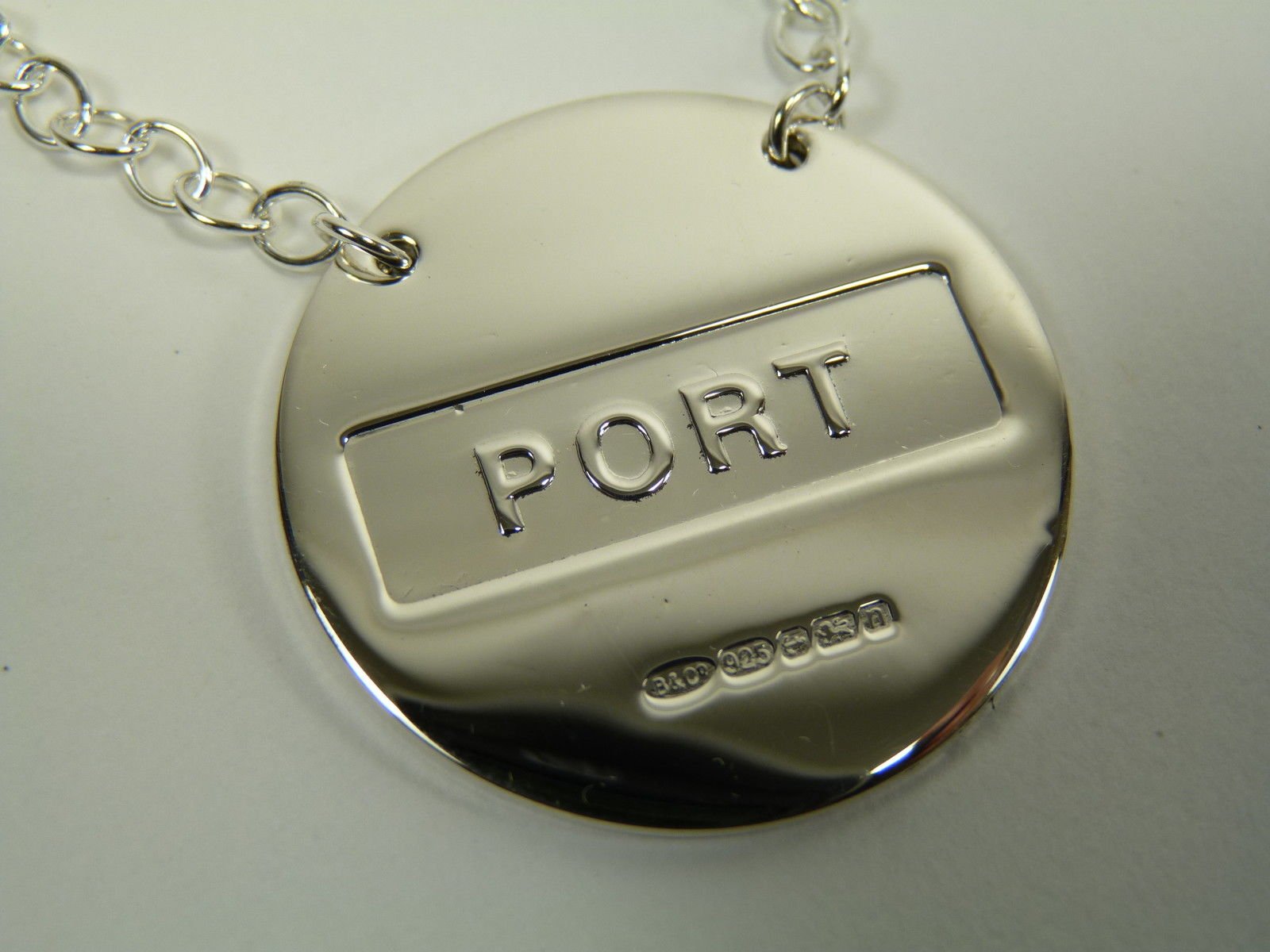 New Sterling Silver Round Decanter/Wine Label - Port - Boxed