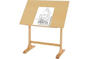 VISWIN Wood Drafting Table for Adults, 24'' x 35" Drawing Table with Adjustable Angle for Art Studio, 34" Height Solid Pine Wood Artist Desk for Drawing, Drafting, Writing, Reading, Sketching