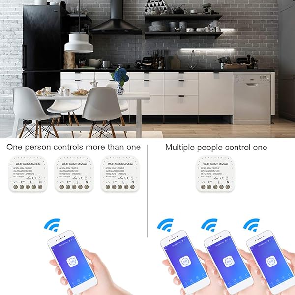 Lepeuxi Mini WiFi Smart Light Switch Mdulo de Interruptor de Bricolaje de 2 vas eWeLink App Control Remoto Compatible con Alexa Google HomeNest IFTTT