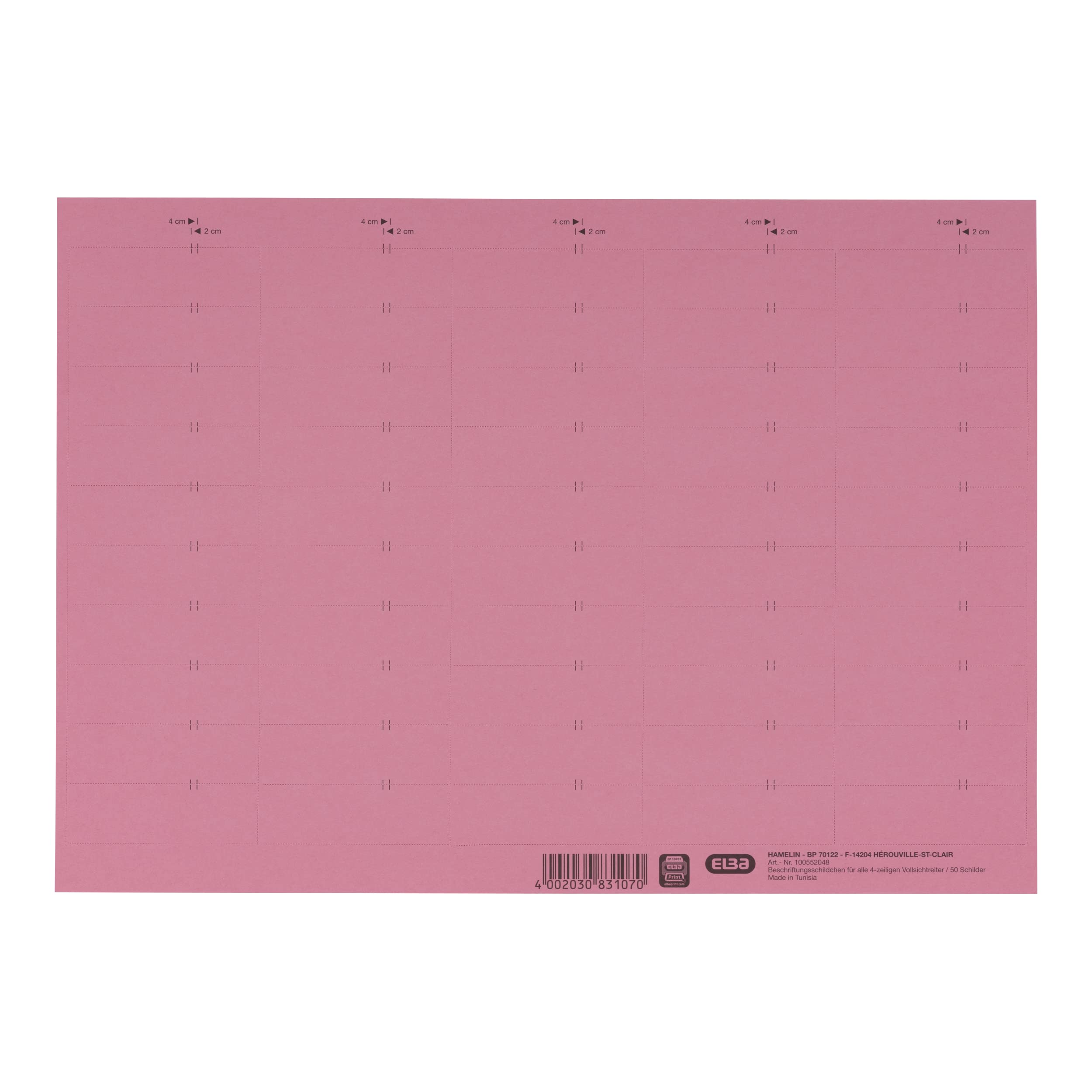 Elba 100552045 Labels for Comfort vertic Label 4-Line/Can be Written On/Printable/Perforated/Bag with 10 Sheets/50 Pieces Blue Inscription Label for Komfort-Sichtreiter vertic® red