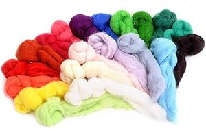 Glaciart One Spinning Fiber Merino Wool - Super Soft 20 Colors (7oz/200gram Pack) Unspun Roving Wool for Felting and Felting Yarn Craft Supplies