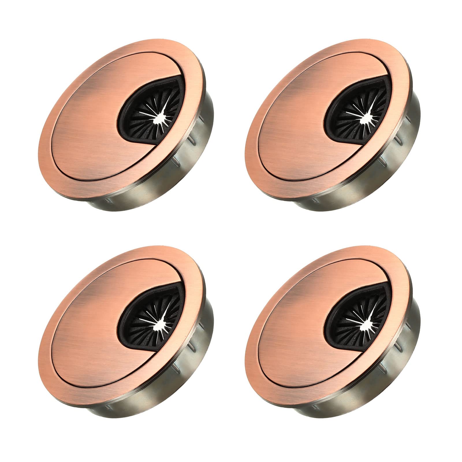 METALLIXITY Cable Cord Grommet (50mm/1.97") 4Pcs, Zinc Alloy Round Cable Hole Cover Wire Organizer - for Home Desk Cable Wire Management, Red Bronze