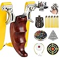 Catch&Hunt Slingshot, Hunting sling shot, Adult Professional Stainless Steel Tactical Slingshots, Wooden Handle, Rubber Band with Ammo, Ammunition bag, Target paper