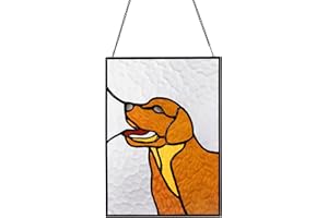 DHCGPP Tiffany Golden Retriever -Style Stained Glass Hangers, Window Panels, Home Wall and Window Hanging Sun Catcher, Handcrafted Tiffany Enthusiast Gifts for Decoration.