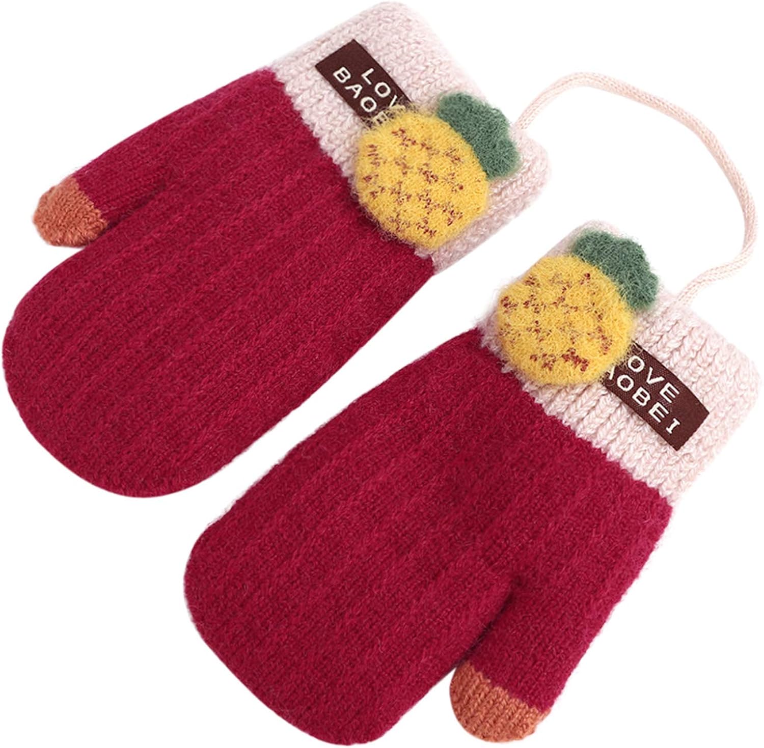 baby winter mittens with string