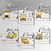 Geetery 6 Pcs Graduation Appreciation Gift School Bus Driver Acrylic Gifts Bus Driver Graduation Awards Heart Shape Sign for Women Men Retirement(3.9 Inch)
