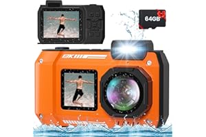 Digital Camera with 64G Card, 8K 70MP 33FT Waterproof Digital Camera Rugged Dustproof Shockproof for Snorkeling, Selfie Digit