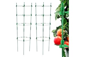 Sinimaka Upgrade Tomato Cage for Garden, 36 Inches 2 Pack Adjustable Tomato Stakes Trellis, Tomato Plant Support Cages for Vegetables, Rose Vine, Flowers, Fruit, Climbing Plants
