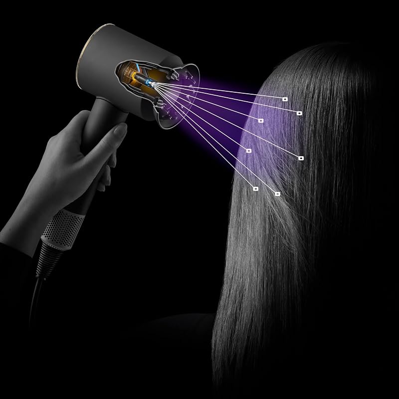 Supersonic Nural™ sèche‑cheveux Straight+Wavy – séchage rapide et intelligent sans dommages causés par la chaleur, ajustement automatique de température, inclus 5 accessoires intelligents