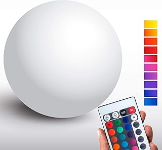 @tec Leuchtende LED Kugellampe - 35cm Deko Gartenkugel, kabellose LED Leuchte, witterungs- & UV-beständig mit Fernbedienung, Farbwechsel, 4 Beleuchtung Szenarien & dimmbar, Stimmungslicht