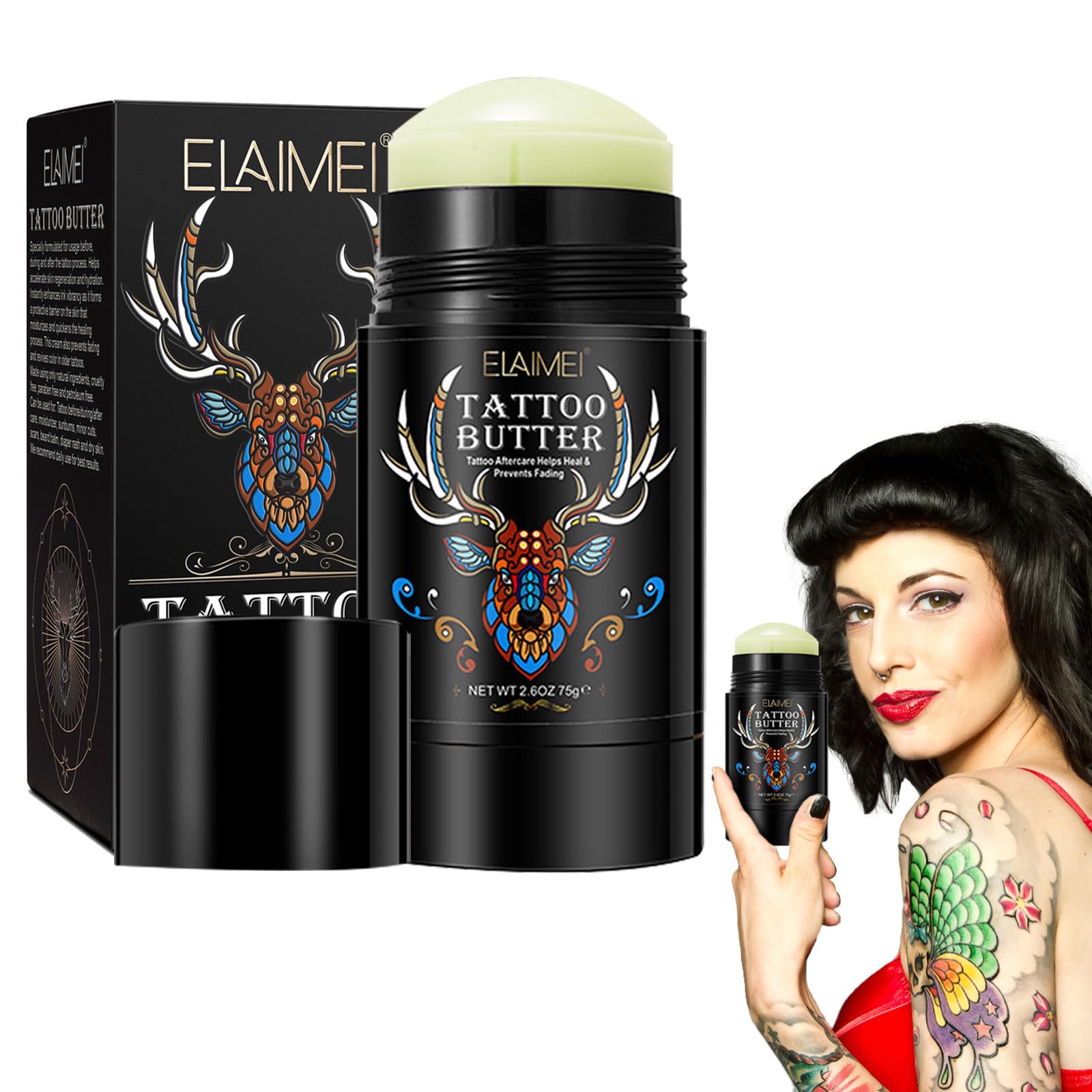 Tattoo Cream Aftercare, Tattoo Aftercare Butter Balm for Old and New Tattoo, Color Brightener and Enhancing Moisturizer, Natural Tattoo Care Balm Tattoo Lotion