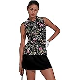 ACEGOLFS Women's Golf Shirts Sleeveless Collared Shirt for Women Quick Dry Button Up Tennis T-Shirt Printed Workout Tank Tops