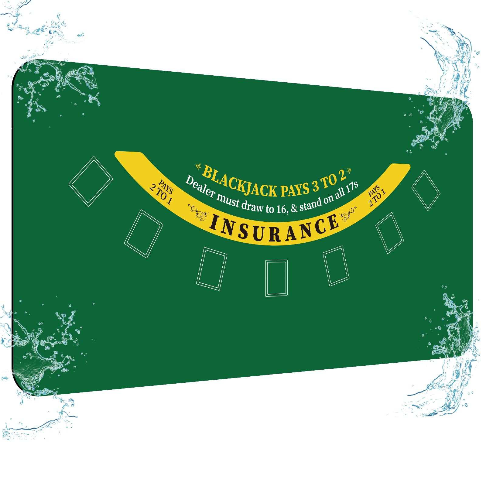 FURUISEN 70'' x 35'' Upgraded Waterproof Casino Blackjack Table Layout Mat with Carrying Bag, Anti-Slip Rubber Blackjack Gaming Layout Table Top Cover for Parties, Home Entertainment, Game Night Image