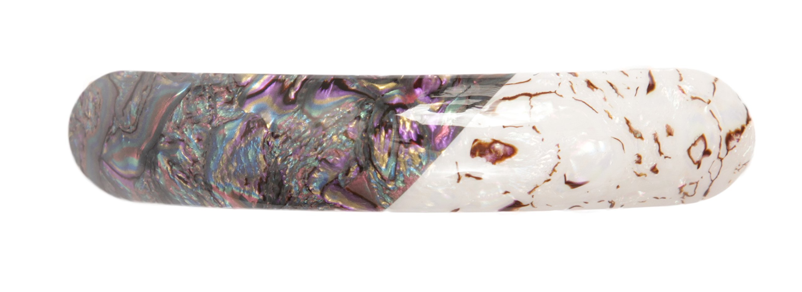 Caravan Hand Made Combination of Celluloid Acetate Alabaster and More on 9 cm Automatic Barrette