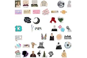 DAUNCU 50 Pack Taylor Music Stickers, Cool Vinyl Stickers for Adults/Teens/Girls/Kids/Taylor Swift Fans, Waterproof Cute Aesthetic Stuckers for Water Bottle Phone Laptop Luggase Skateboard Guitar