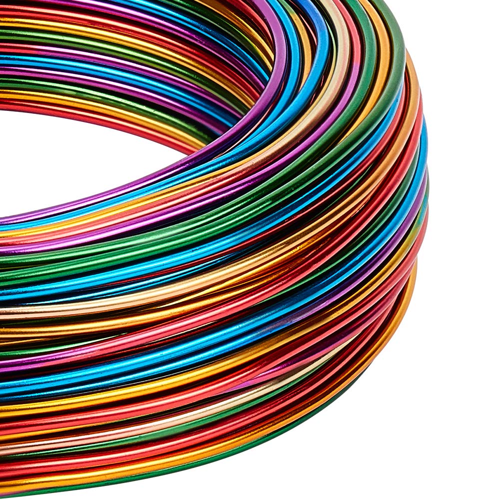 BENECREAT Multicolor Jewelry Craft Aluminum Wire (15 Gauge/1.5mm, 136 Feet/41m) Bendable Metal Wire with Storage Box for Jewelry Beading Craft Project - Gold, Green, Red, Purple, Blue