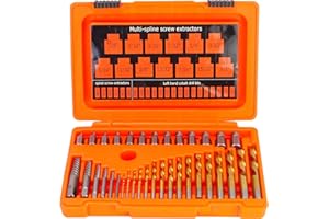 Luckyway 35-Piece Screw Extractor and Drill Bit Set, Bolt Extractors, for Removing Broken Studs, Bolts, Socket Screws, and Fittings