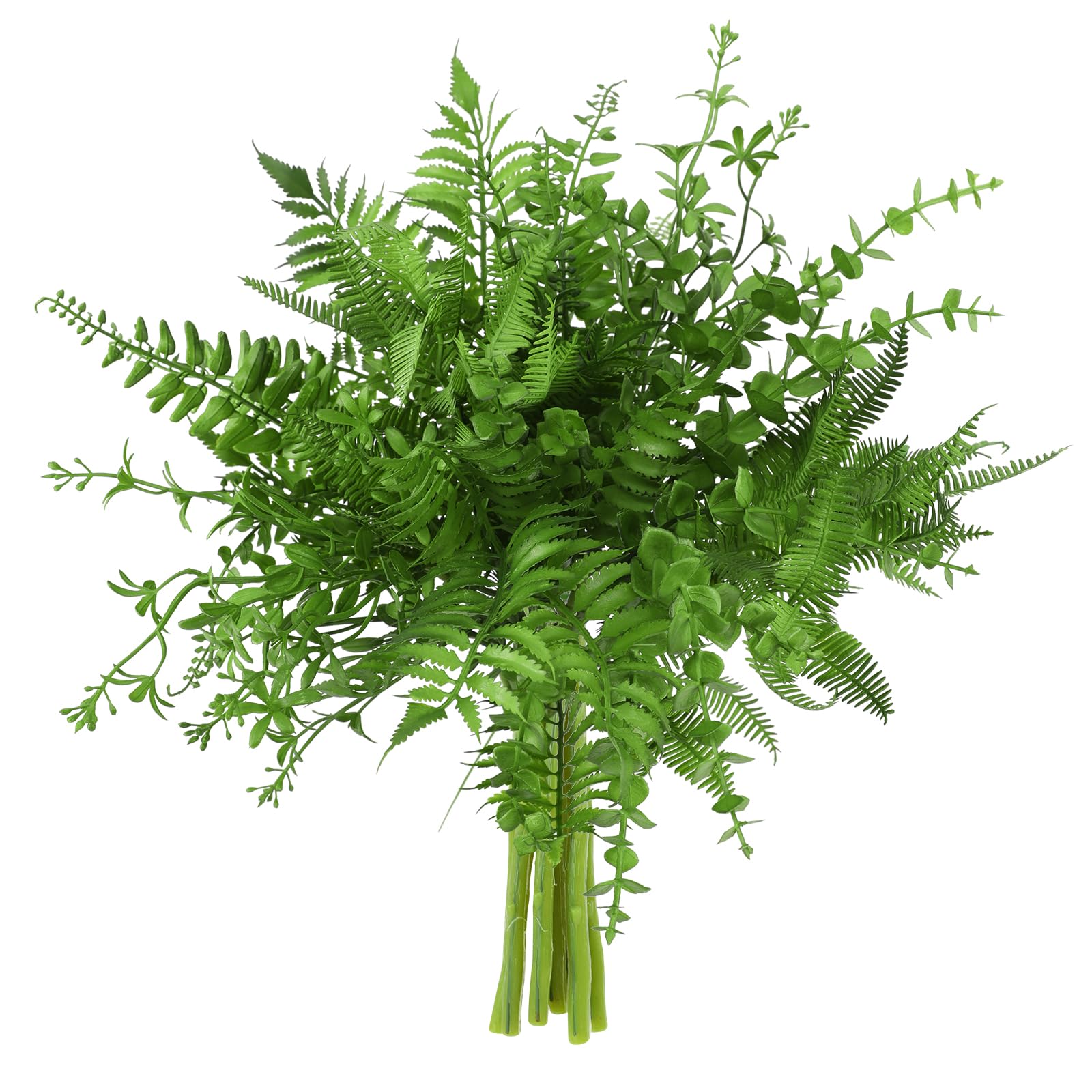 Floralsecret 10pcs Artificial Boston Fern Plants Faux Greenery Eucalyptus Stems for Home Garden Office Floral Arrangements Table Centerpieces Indoor Outdoor Decor