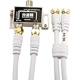 HORIC アンテナ分波器 BS/CS/地デジ対応 白ケーブル2本付き(S-4C-FB) 40cm  BCUV-971