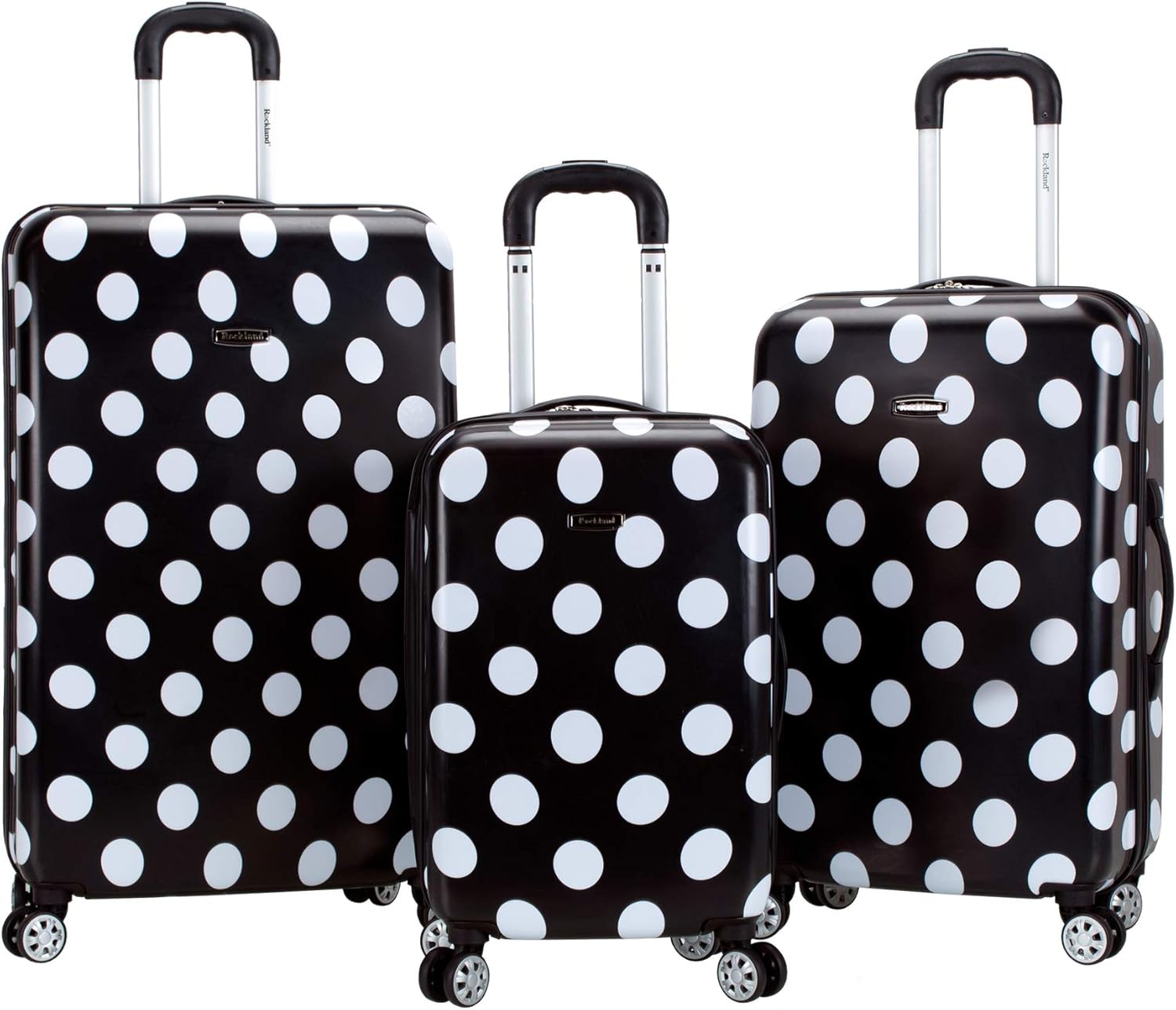 rockland sonic 3pc abs luggage set