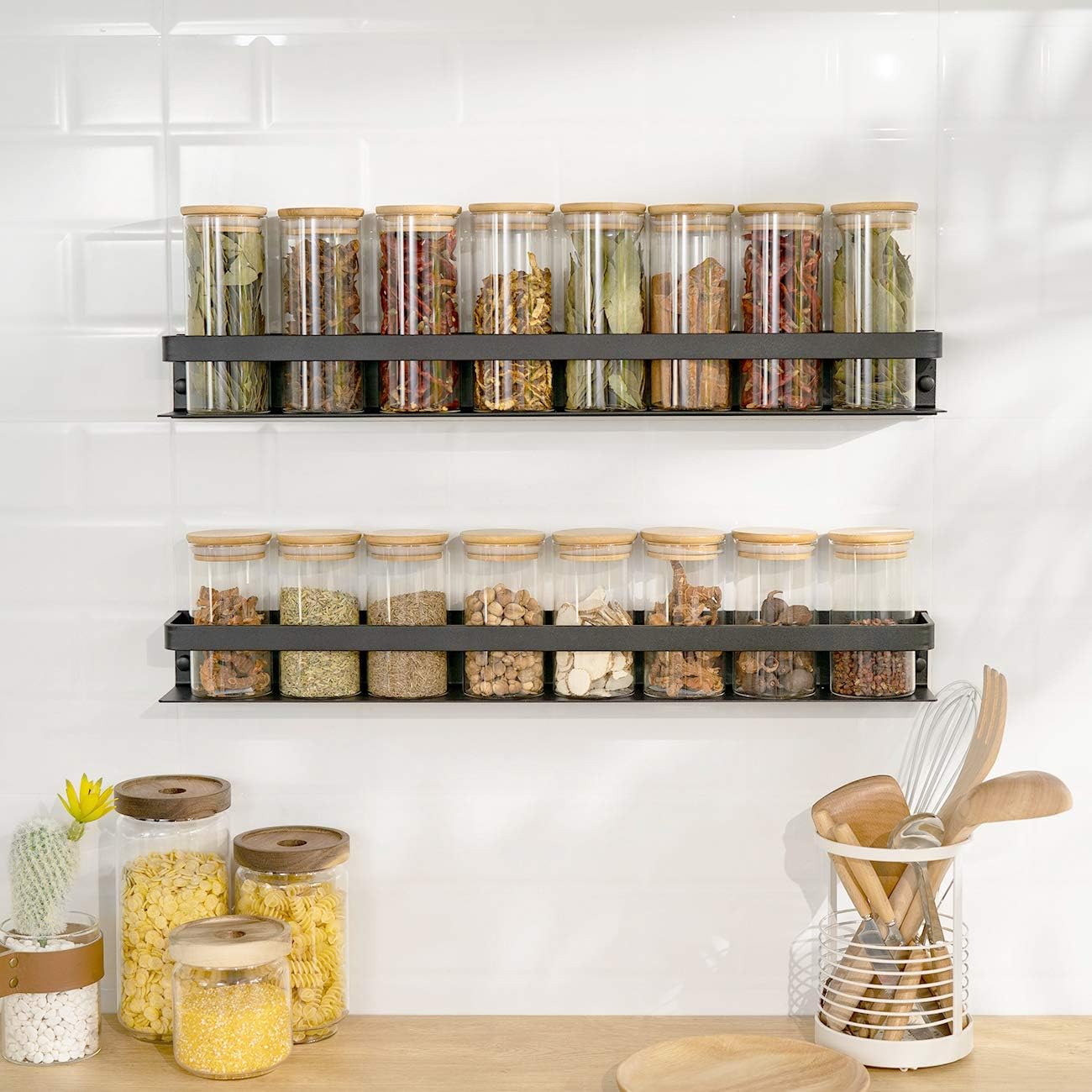 2 Pack SimpleHouseware Wall Mounted Spice Rack Silver