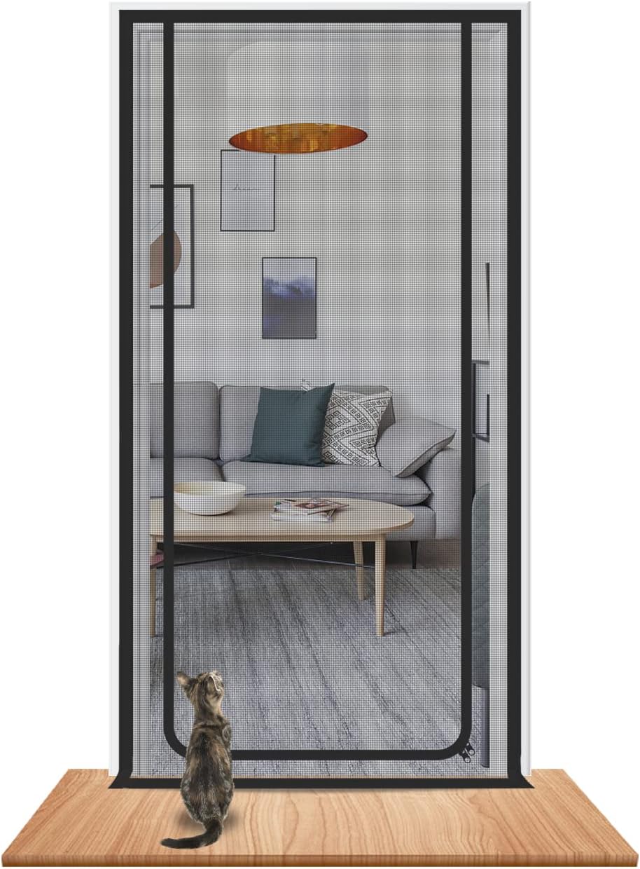 Rackbone Cat Screen Door 90x210 cm Reinforced Pet Proof Mesh Door Curtain
