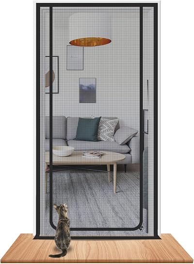 Rackbone Cat Screen Door 90x210 cm Reinforced Pet Proof Mesh Door Curtain