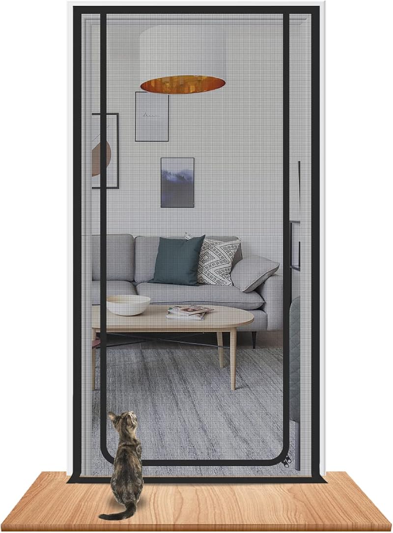 Rackbone Cat Screen Door 90x210 cm Reinforced Pet Proof Mesh Door Curtain