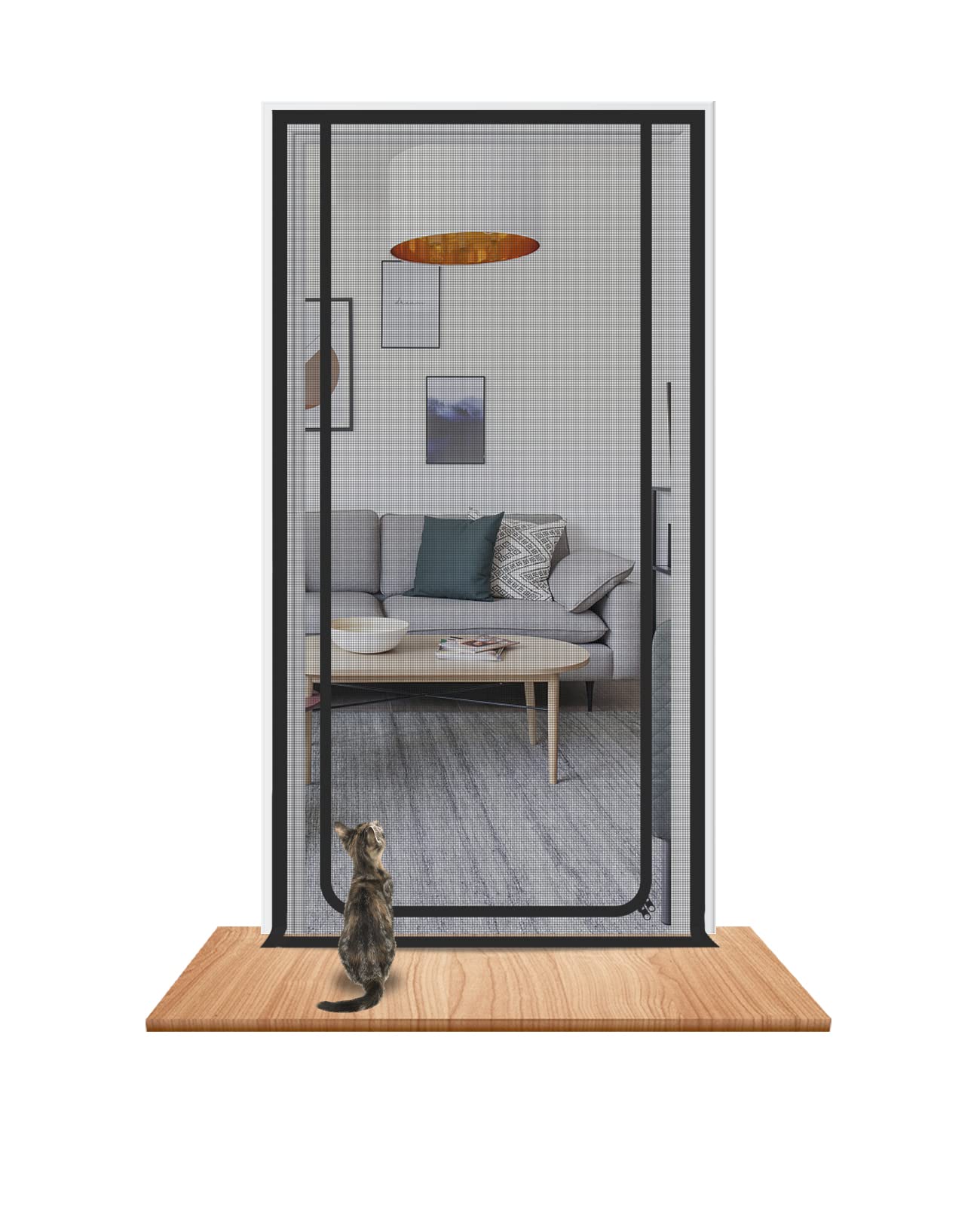 Cat screen Door Fits Door Size 140cm x 240cm, Heavy Duty Pet Screen Door, Prevent Dogs Cats from Running around, Pet Partition Mesh Door Screen, Double Zip — image 1
