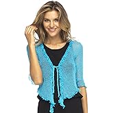 Back From Bali Womens Sheer Shrug Ruffle Cardigan Lightweight Sweater Bolero Arm Cover