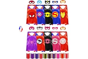 VOSOE Superhero Capes and Masks Double Side Dress up Costumes Christmas Cosplay Festival Birthday Party Favors for Kids