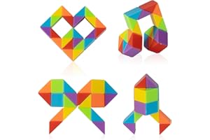 Ganowo Medium Snake Cube, 4 Pack Twist Puzzle Stress Relief Sensory Toys Stocking Stuffers Bulk Supplies Goodie Bags Fillers Fidget Toys for Anxiety Teens Kids