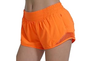 AugIris Athletic Running Shorts for Women with Zipper Pocket Soft Gym Workout Shorts with Mesh Liner Qucky Dry