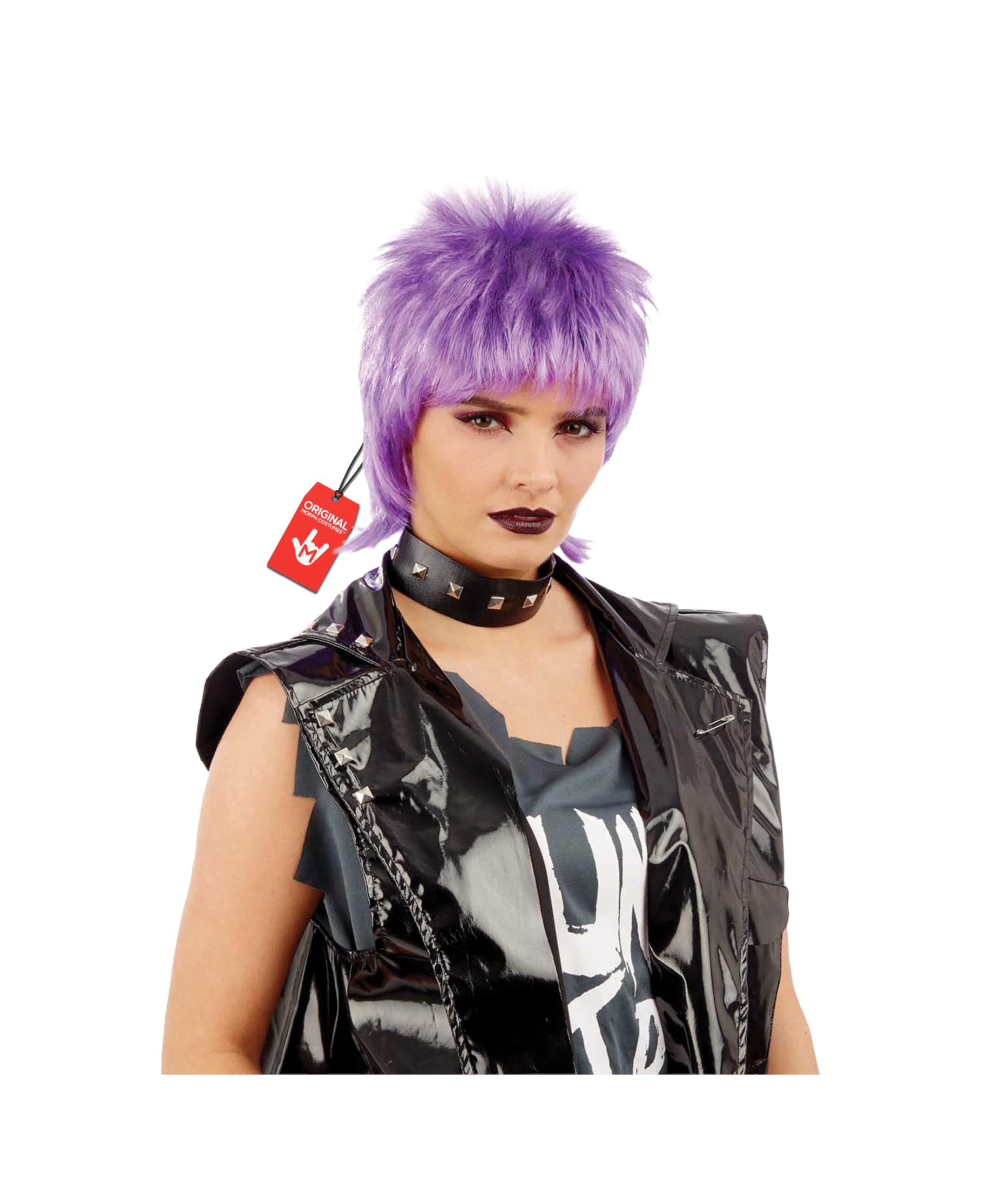 Fun Shack Rock Punk Wig - 80s Purple Mullet Wig for Women - Rockstar Costume Accessory for Fancy Dress Up, One Size
