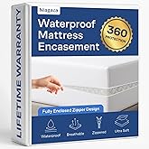 Niagara Waterproof 360 Protection Zippered Mattress Pad Queen 60x80 Non Noisy Cooling Breathable Ultra Plush Protector Absorbent Extra Deep Fits 20 Inches Deep Mattress