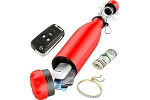 Diversion Safe Water Bottle - Red- Stainless Steel Bottle with Hidden Compartment for Cards, Keys, Cash, and Valuables - Insu